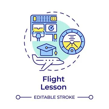 Flight lesson multi color concept icon Stock Illustration