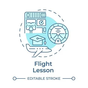 Flight lesson soft blue concept icon Stock Illustration