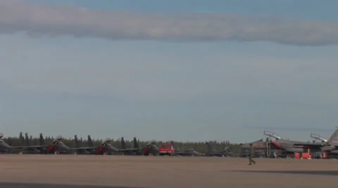 Flight line and KC-135 Take off Red Flag Alaska Stock Footage 32576937