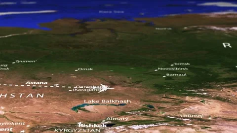 Flight From Minsk BELARUS to Ulaanbaatar MONGOLIA with flag pins Stock Footage 344272941