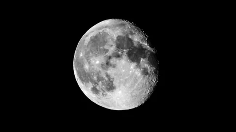 Flight to the Moon in the dark space Stock Footage 83641977