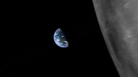 Flight from Moon to Earth  Stock Footage 58375428