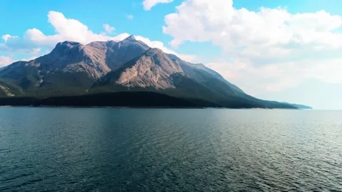 Flight to the mountain over the water Stock Footage 305273029
