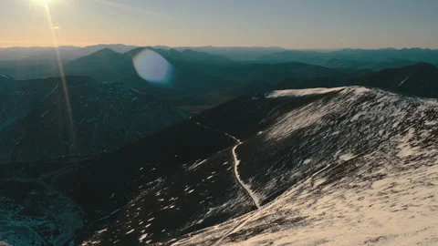 Flight in the mountains. Birds in the sky above the mountains. Mountain colors. Stock Footage 196105556