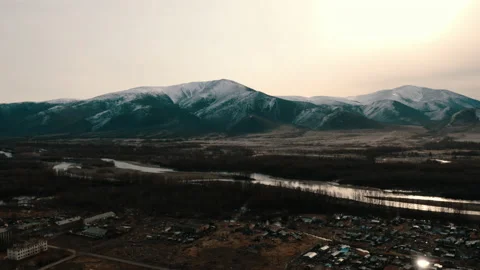 Flight in the mountains. Birds in the sky above the mountains. Mountain colors. Stock Footage 196107245