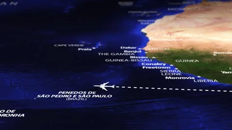 Flight From Nairobi KENYA to Georgetown GUYANA with flag pins Stock Footage 344849204