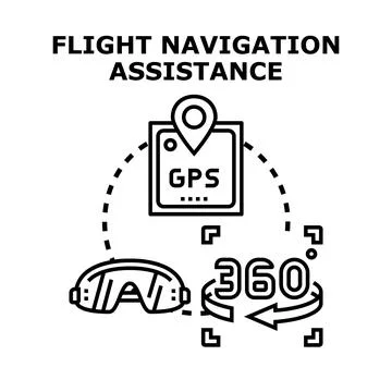 Flight navigation assistance with global positioning technology Stock Illustration