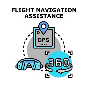 Flight navigation assistance with global positioning technology Stock Illustration