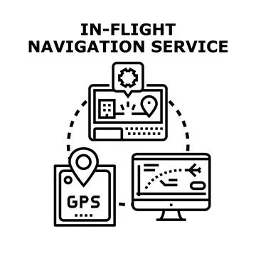 In flight navigation service concept vector illustration Ilustración de archivo