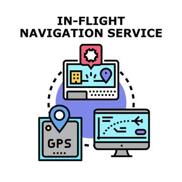 In flight navigation service concept vector illustration Stock Illustration