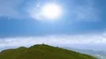 The flight near four people on a mountain against the bright sun 4k or 4k+ Resolution
