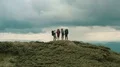 The flight near hikers on the beautiful mountain 4k or 4k+ Resolution