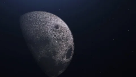 Flight near the moon in space Stock Footage 104919462