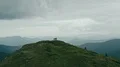 The flight near the mountain with four hikers 4k or 4k+ Resolution