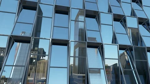 A flight near a skyscraper with reflections in the windows Stockbeeldmateriaal 201213591