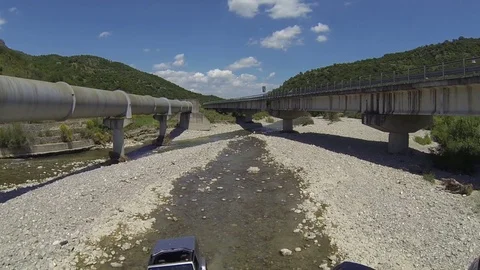 Flight next to a drainage ditch on a stream Stock Footage 72167122