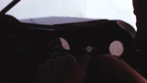 In flight with a old airplane from internal point of view in the 1950s Stock Footage 168884015