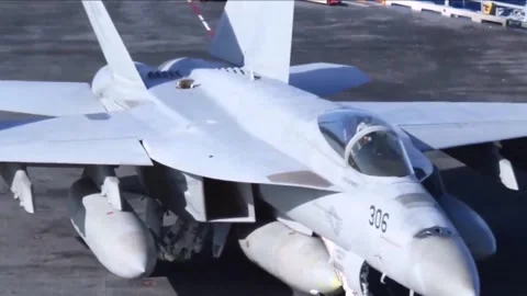Flight Operations Aboard Aircraft Carrier. Floating Air Base in The Sea  (1) Video stock 253334910