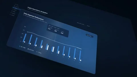Flight Operations Analytics Dashboard Data Visualization Interface Azure Color Stock Footage 343063471