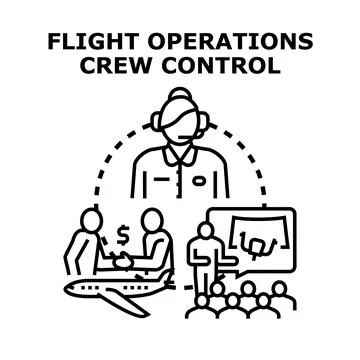 Flight operations crew control managing aviation personnel tasks Stock Illustration