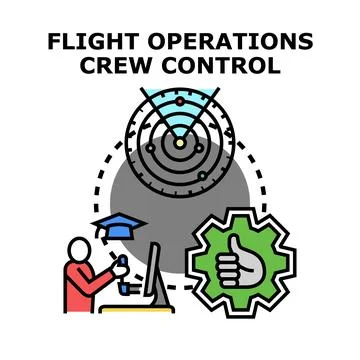 Flight operations crew control vector icon set Stock Illustration