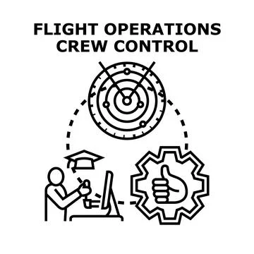 Flight operations crew control vector icon set Stock Illustration