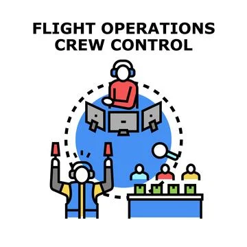 Flight operations crew controlling air traffic movement Stock Illustration