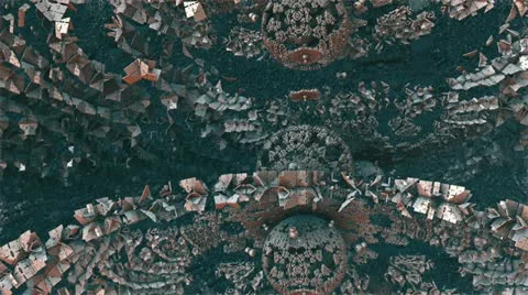 Flight into orange blue complex structures n1417 Stock Footage 22024947