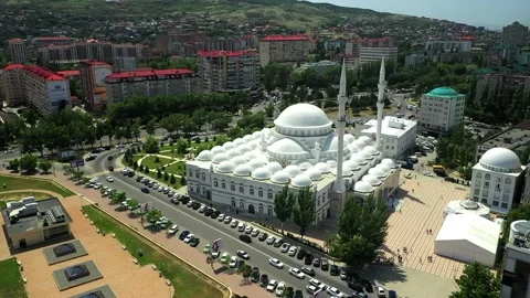Flight orbit epic muslim central old mosque Makhachkala capital Dagestan Russia Vidéo 232663192