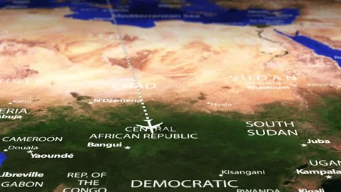Flight From Oslo NORWAY to Gaborone BOTSWANA with flag pins Stock Footage 338226744