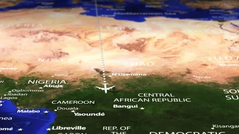 Flight From Oslo NORWAY to Windhoek NAMIBIA with flag pins Stock Footage 339063520