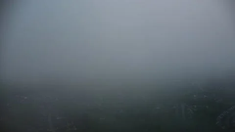 Flight out of the clouds into neighborhood Video stock 239938901