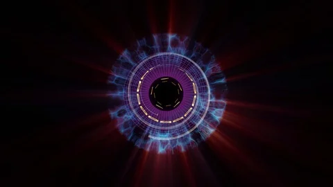 Flight in out through block grid neon hyperspace lights digital cyber tunnel Stock-Footage 88439045