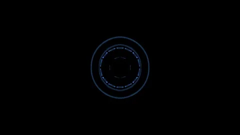 Flight in out through block HUD display neon lights abstract cyber tunnel motion Stock Footage 88460646