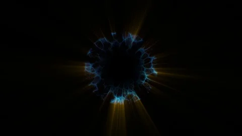 Flight in out through BLUE YELLOW neon hyperspace lights digital tunnel motion Stock Footage 88541509