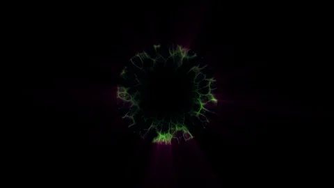 Flight in out through GREEN PURPLE neon hyperspace lights digital tunnel motion Stock Footage 88545678
