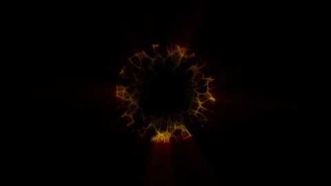 Flight in out through ORANGE flame fiery neon hyperspace lights digital tunnel Stock Footage 88550287