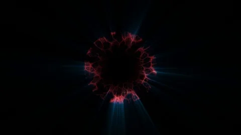 Flight in out through RED BLUE neon hyperspace lights digital tunnel motion Video stock 88544509