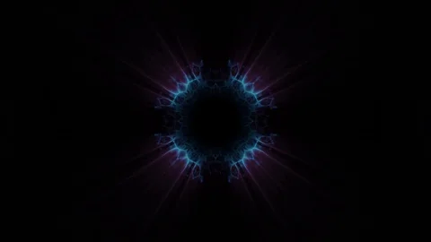 Flight in out through swymmetrical neon hyperspace lights digital tunnel motion Stock Footage 88570373