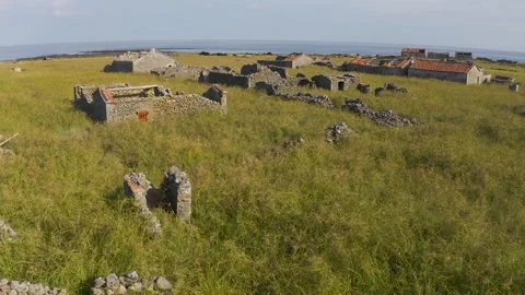 Flight Over Abandoned Village Of Ghost Island Stock-Footage 169523153