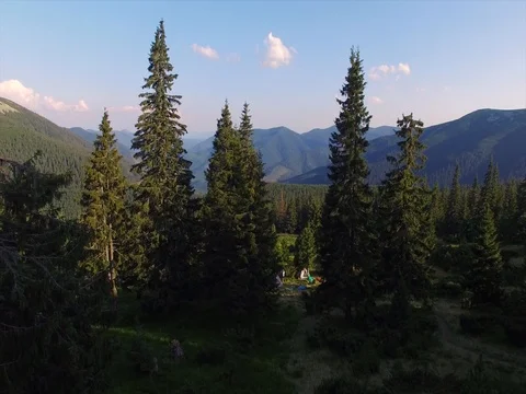 Flight over adventure camp Stock Footage 80530398