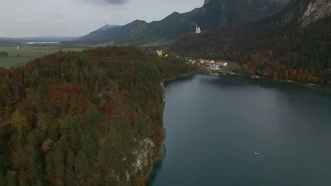 Flight over the Alpsee in Bavaria Stock Footage 223262163