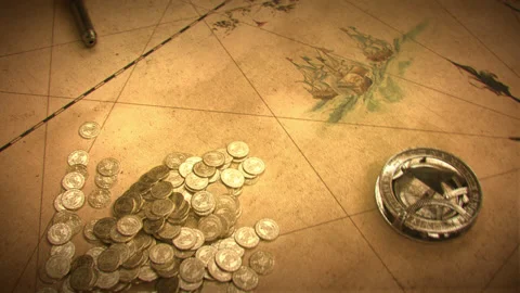 Flight Over Ancient Abstract Map with Historical Naval stuff on it. Stock Footage 228327254