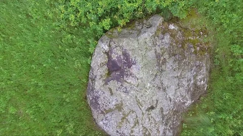 Flight over the ancient sacrificial stone of Slavs Stock Footage 77490609