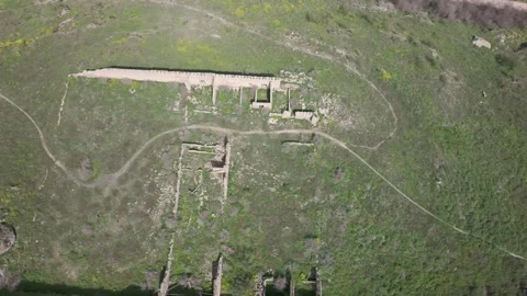 Flight over an ancient structure in agricultural ruins Stock-Footage 277726720