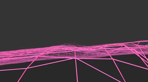 Flight over animated Neon Grid Stock Footage 64649342