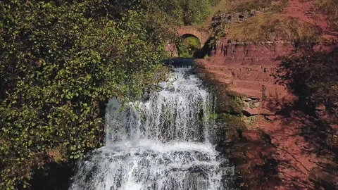 Flight over the autumn cascade of waterfalls Stock-Footage 116193190