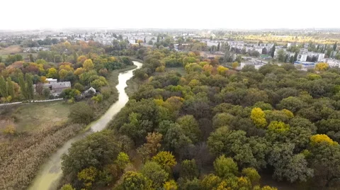 Flight over the autumn park 스톡 동영상 68632893