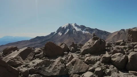 Flight over a base camp in a volcano, city of arequipa, aerial view Video stock 202349171