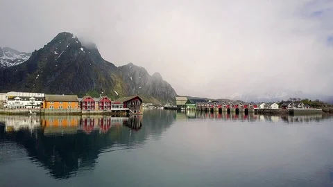 Flight over the bay in Svolvaer Stock Footage 116193621